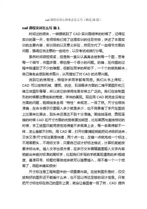 cad课程实训心得体会怎么写（精选20篇）