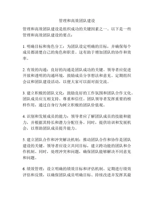 管理和高效团队建设
