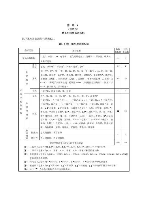 地下水水质监测指标、水质样品采集、保存、送检与检测、监测指标、目标检出限和检测报告