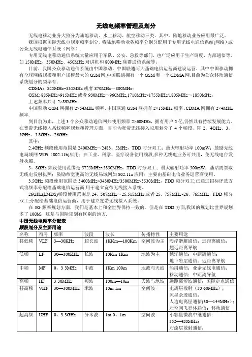 无线电频率管理及划分