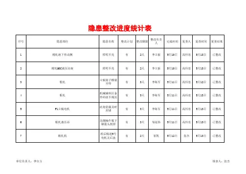 隐患整改进度统计表 