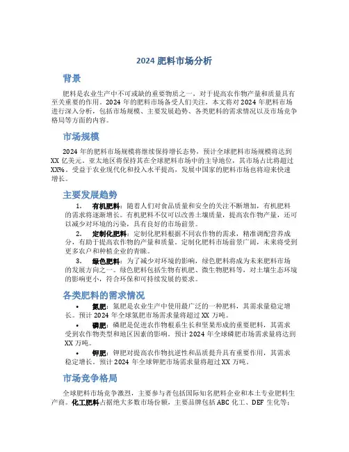 2024肥料市场分析