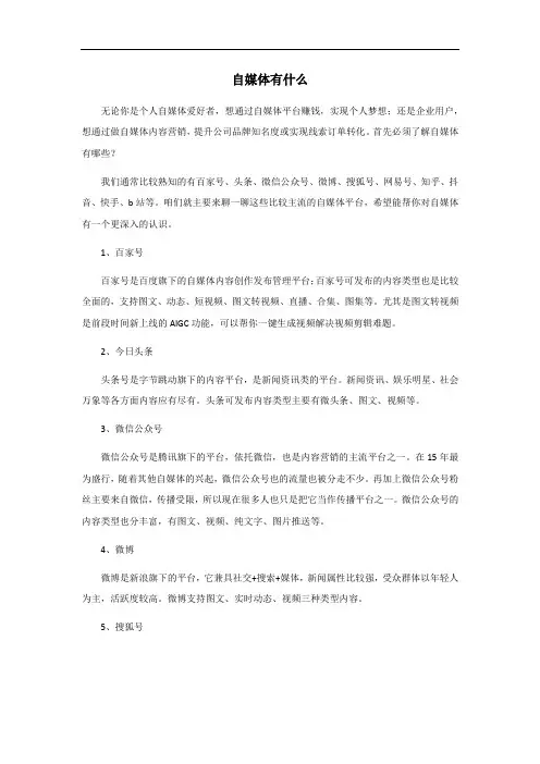 自媒体有什么