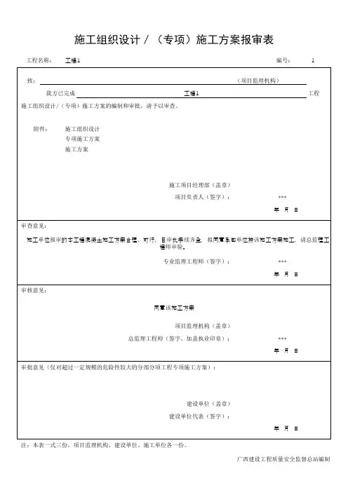 施工组织设计／(专项)施工方案报审表(最新版)
