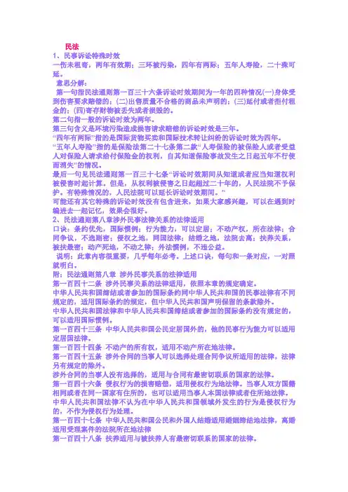 民法速记口诀1