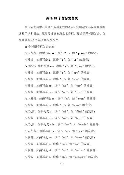 英语48个音标发音表