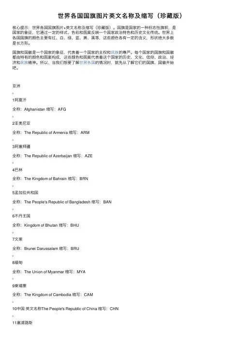 世界各国国旗图片英文名称及缩写（珍藏版）