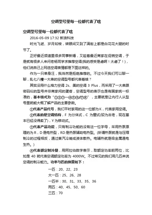 空调型号里每一位都代表了啥