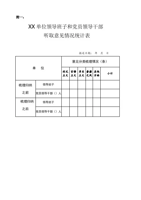 征求意见空白表