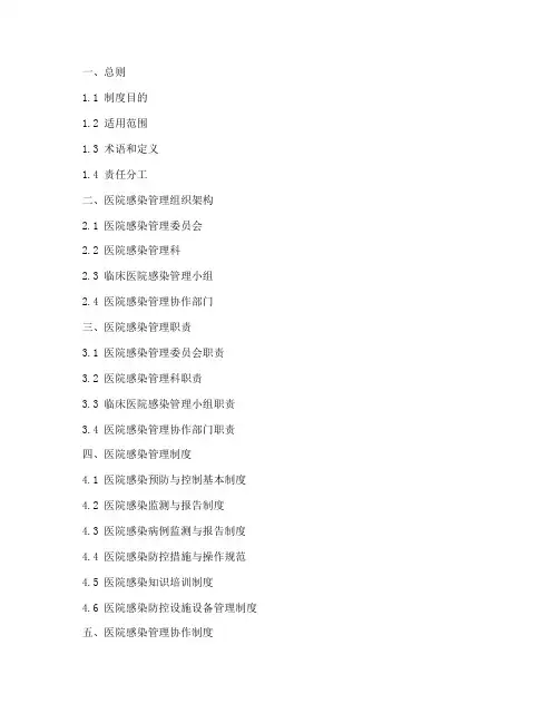 医院感染管理制度目录