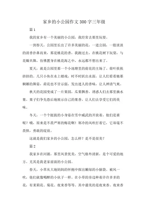 家乡的小公园作文300字三年级