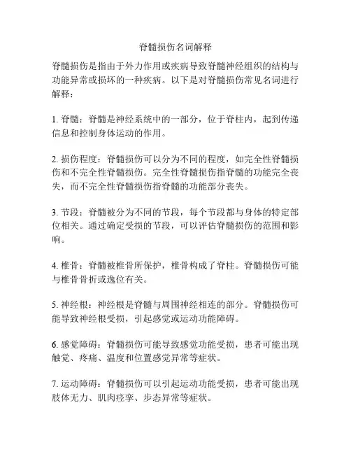 脊髓损伤名词解释