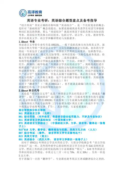 英语专业考研：英语综合题型盘点及备考指导
