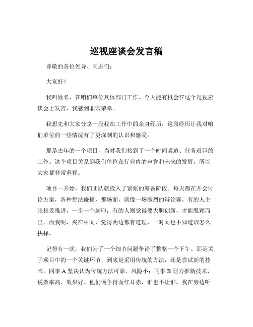 巡视座谈会发言稿