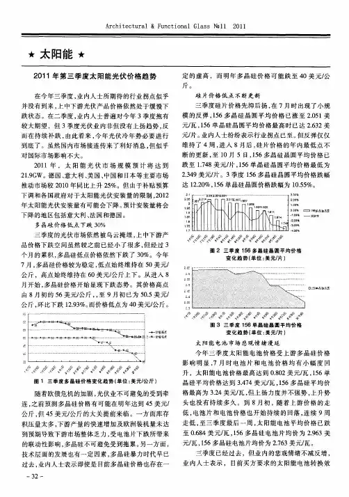 2011年第三季度太阳能光伏价格趋势