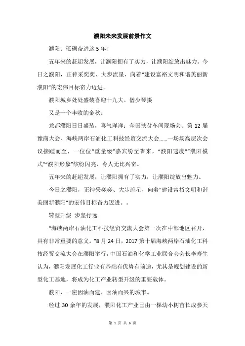 濮阳未来发展前景作文