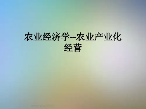 农业经济学--农业产业化经营