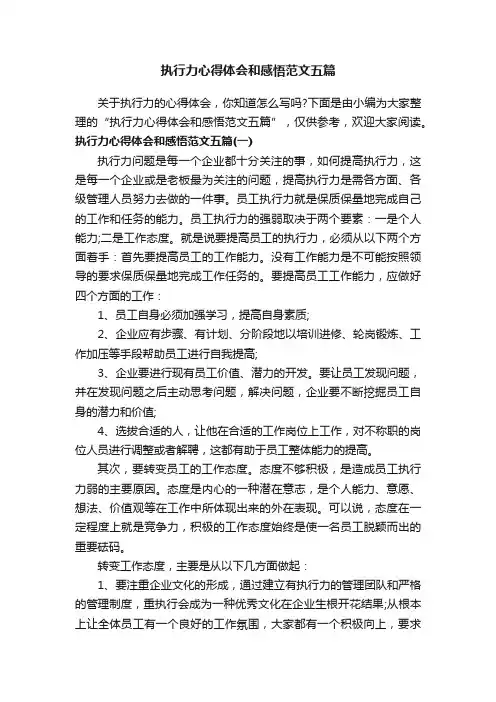 执行力心得体会和感悟范文五篇