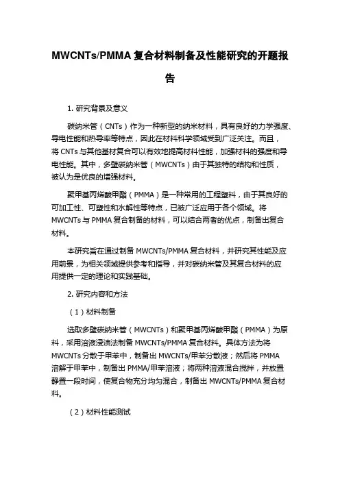 PMMA复合材料制备及性能研究的开题报告
