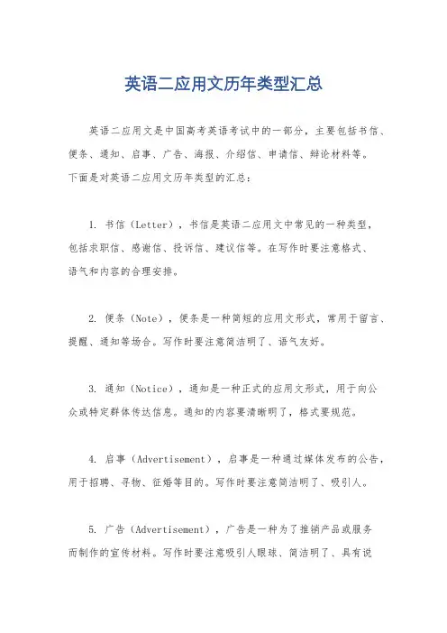 英语二应用文历年类型汇总
