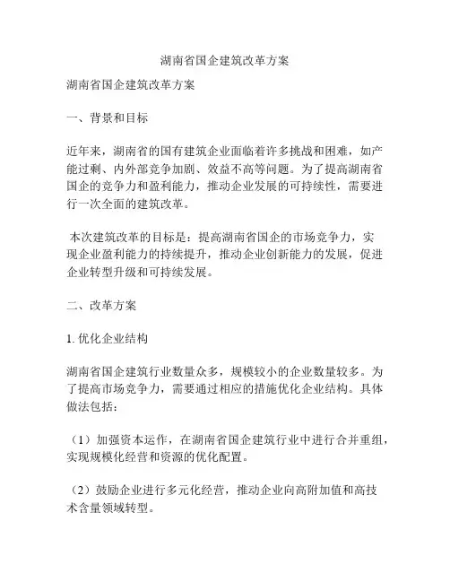 湖南省国企建筑改革方案