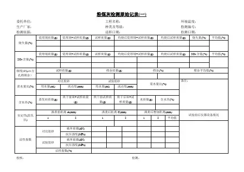 粉煤灰检测原始记录1