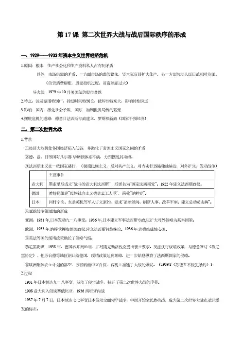 第17课《第二次世界大战与战后国际秩序的形成》知识梳理