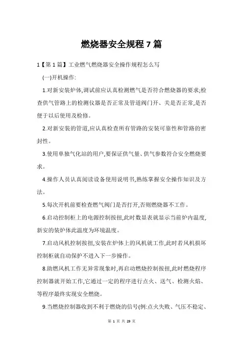 燃烧器安全规程7篇
