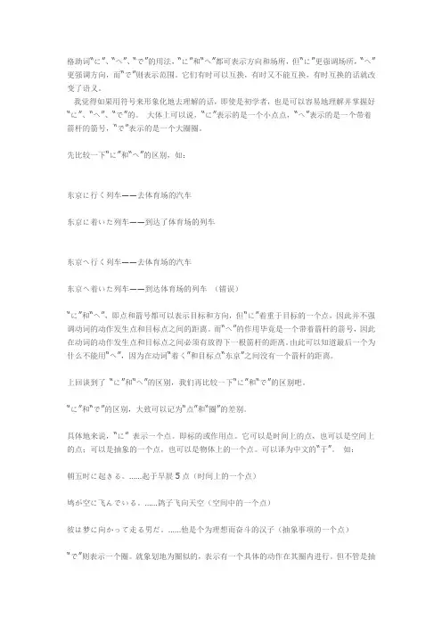 「に」、「へ」、「で」的区别