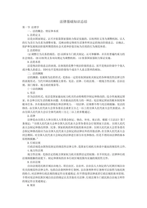 法律基础知识总结