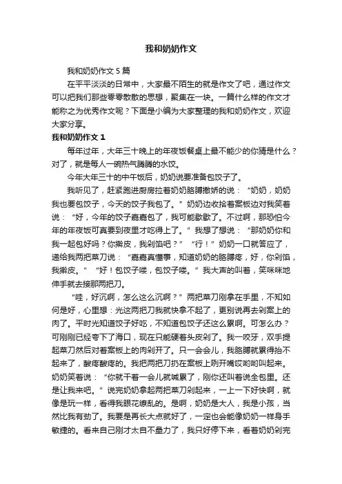 我和奶奶作文5篇