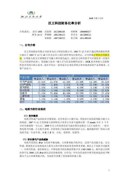 汉王科技ROE分析