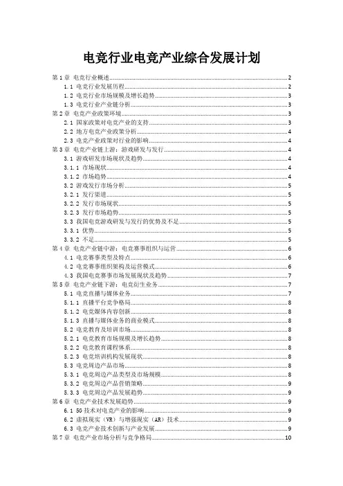 电竞行业电竞产业综合发展计划
