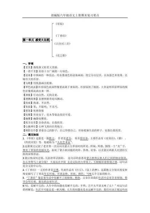 部编版六年级语文上册复习知识点(整理全面)