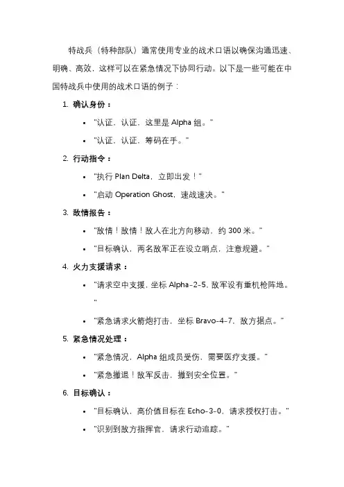 中国特战兵的战术口语