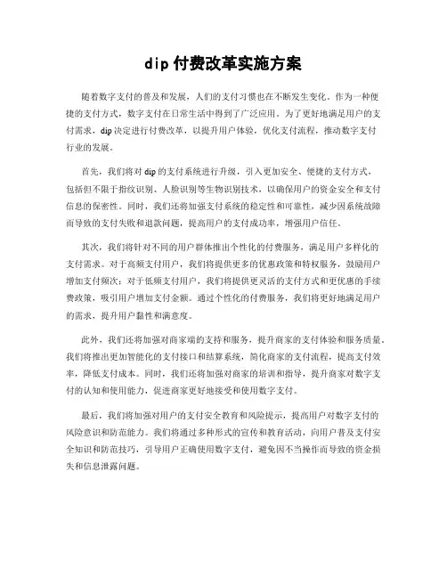 dip付费改革实施方案