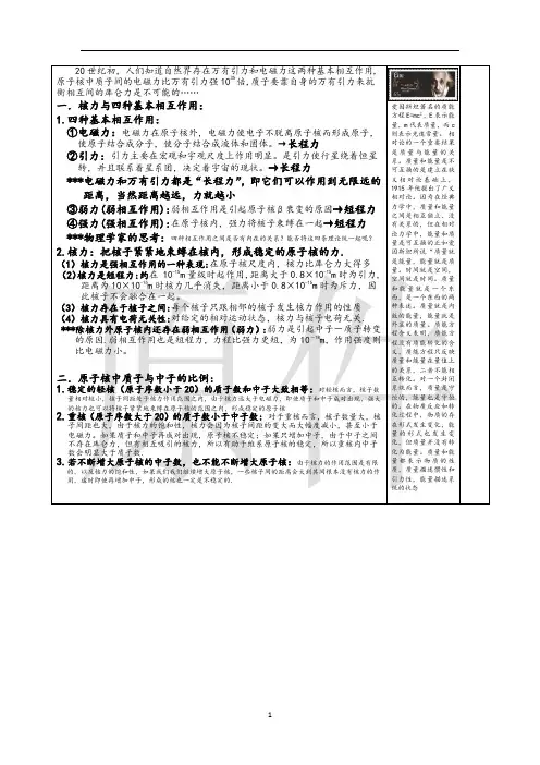 核力与结合能 说课稿  教案