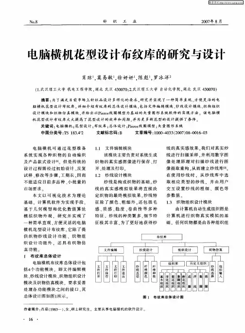 电脑横机花型设计布纹库的研究与设计