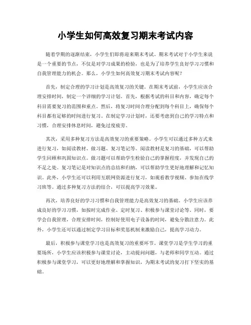 小学生如何高效复习期末考试内容