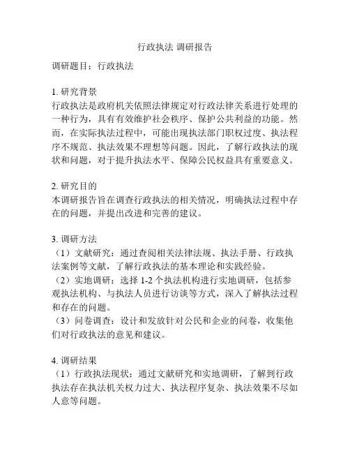 行政执法 调研报告