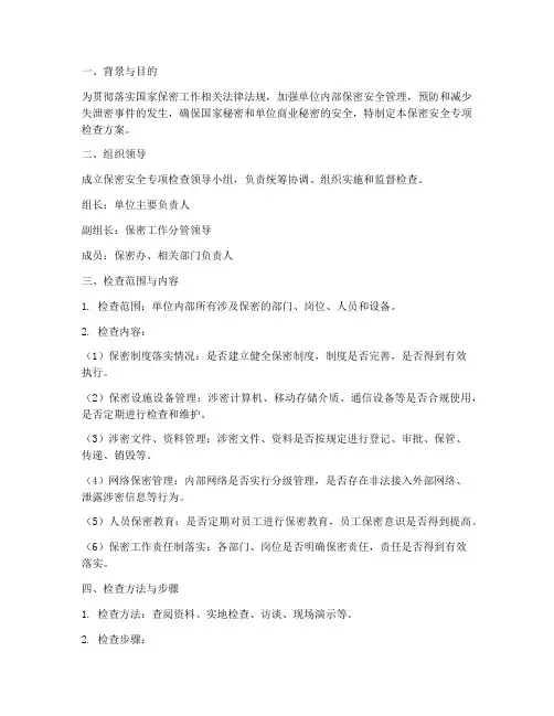 保密安全_专项检查方案