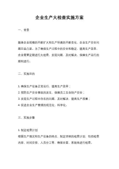企业生产大检查实施方案