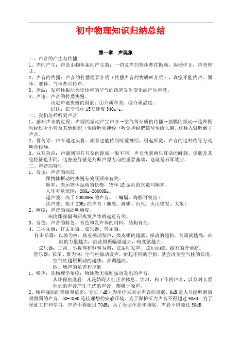 初中物理基础概念、公式大全
