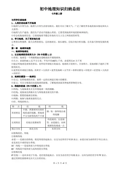 (超详)初中地理会考复习提纲、知识点归纳汇总