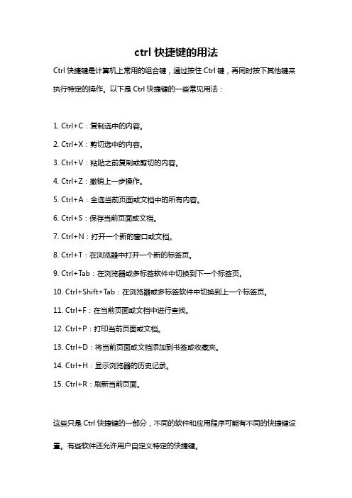 ctrl快捷键的用法
