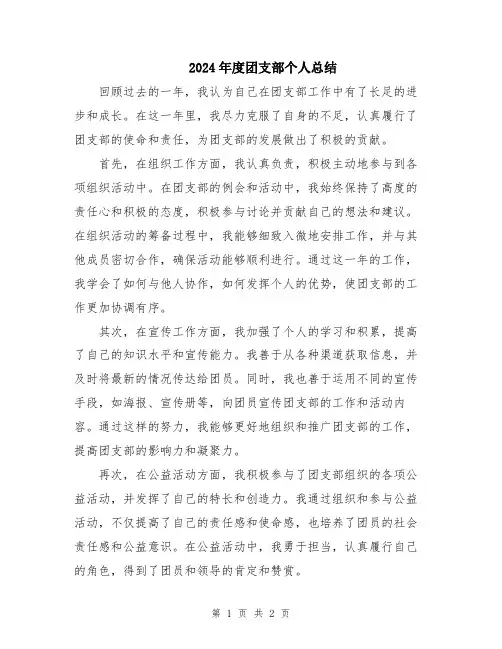 2024年度团支部个人总结