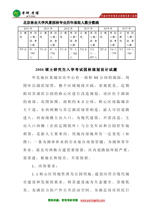 2016年北京林业大学风景园林专业专硕考研分数线考研历年真题考研专业课考研大纲考研读书笔记22