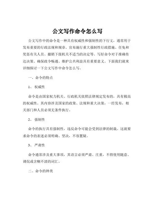 公文写作命令怎么写