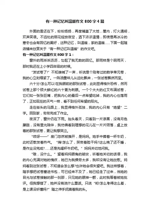 有一种记忆叫温暖作文800字4篇