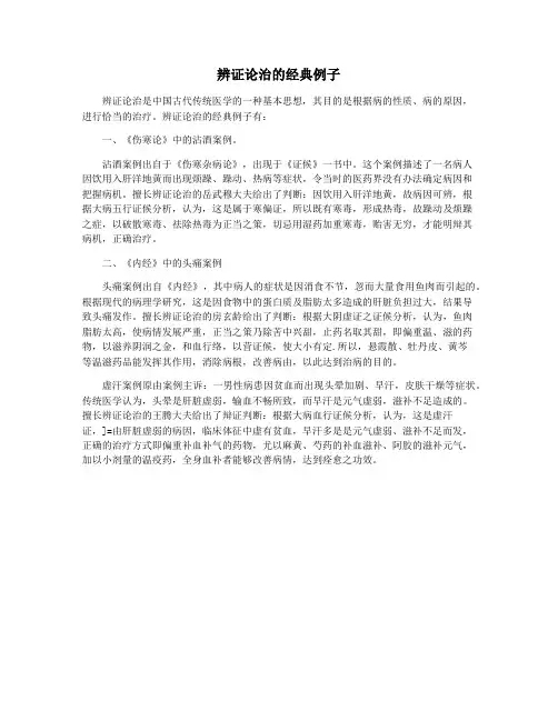辨证论治的经典例子